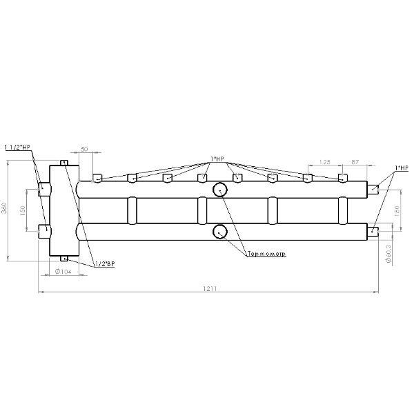 Купить Распределительный коллектор с гидрострелкой 120 кВт, 4+1 контур Прокситерм GSK4041 - Вид №7