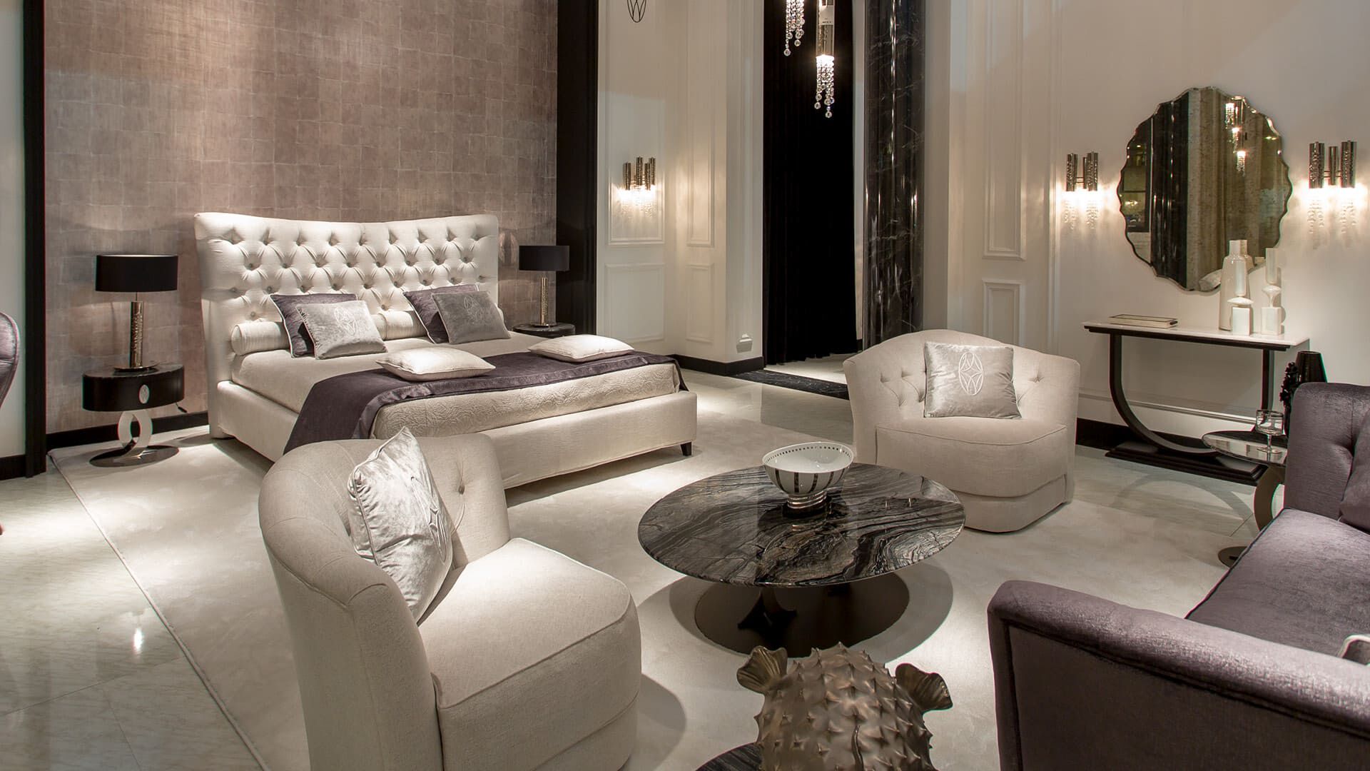 Двуспальная кровать из ткани с капитонным изголовьем OPERA CONTEMPORARY BERENICE ARCH-00143779 - Вид №3