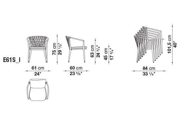 Тканевый мягкий садовый стул с подлокотниками B&B Italia Outdoor ARCH-00038446 - Вид №3