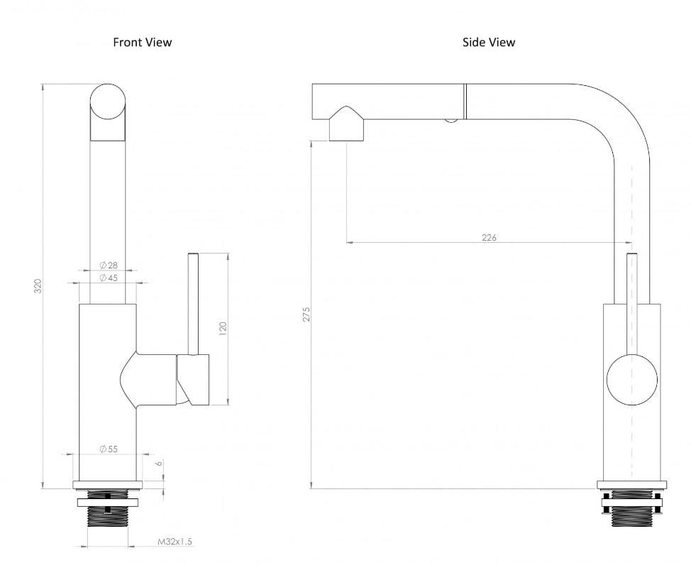 Смеситель для кухни на столешнице со съемным ручным душем LUSSO Vogue ARCH-00142471 - Вид №15