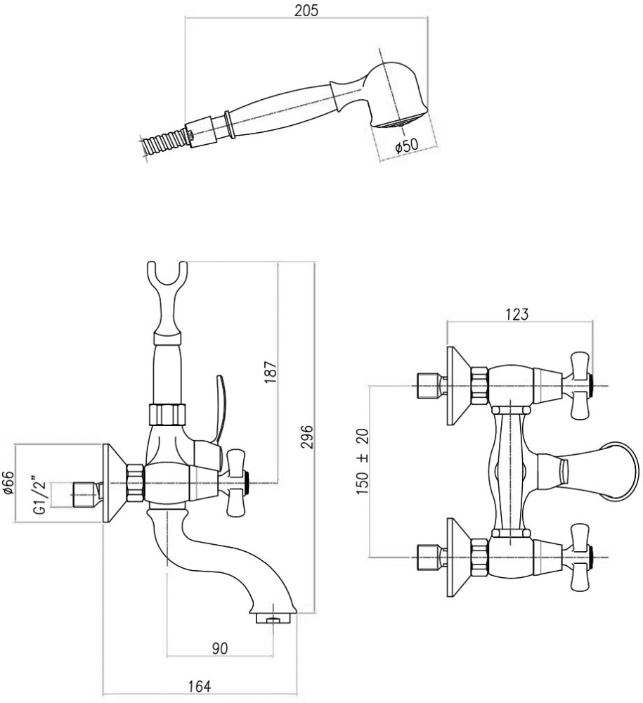 AM720201060 Смеситель для ванны , медь Webert Armony - Вид №1