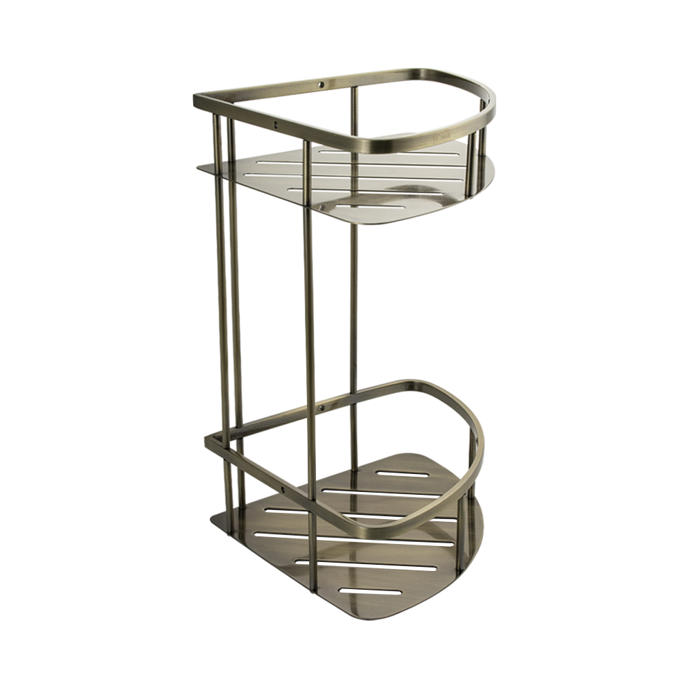 GFmark - Полочка угловая, овальная, с литым дном, двойная, 22 см - БРОНЗА, код: 77353  - Вид №5