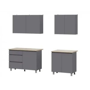 91581738 Кухонный гарнитур Sv-мебель Денвер 200x210x60 см ЛДСП цвет графитовый серый STLM-1446899