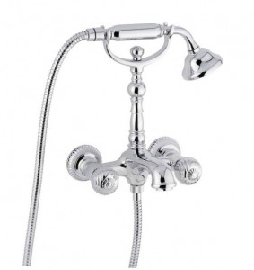 98011OR Смеситель The One с ручным душем для ванны. Металлические ручки, цвет золото