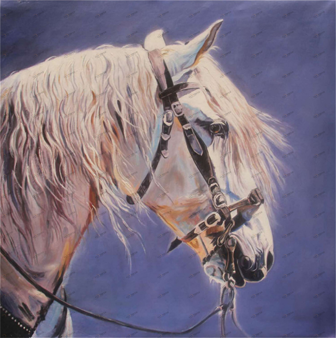 Картина на холсте 100х100 см "Скакун - 2" EVENHOME КАРТИНЫ МАСЛОМ 129995 Бежевый;синий 