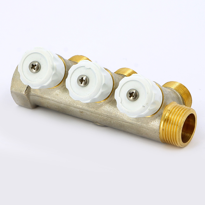 Коллектор НВ 3/4" с вентилями никелированный EMMETI 3 выхода М24х19 36мм 01307265 - Вид №3