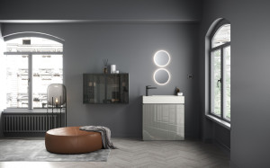 Хрустальный секционный напольный умывальник со встроенной раковиной