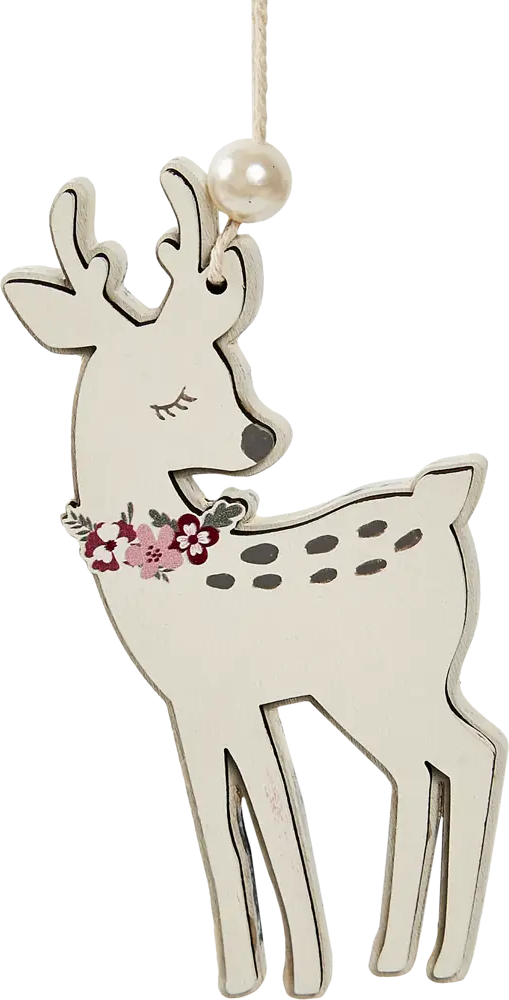 87036556 Елочная игрушка Олень 12x6 цвет бежевый STLM-0961838