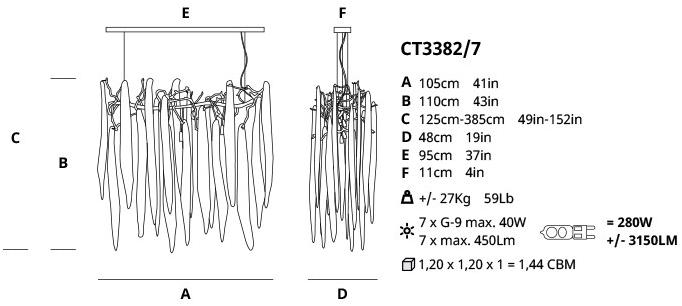 Serip Подвесной светильник из бронзы ручной работы Waterfall Ct3382/7 - Вид №1