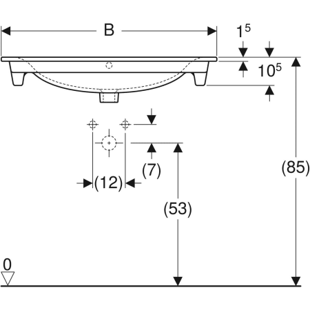 122255000 Встраиваемая раковина Geberit Renova Plan Geberit  - Вид №3