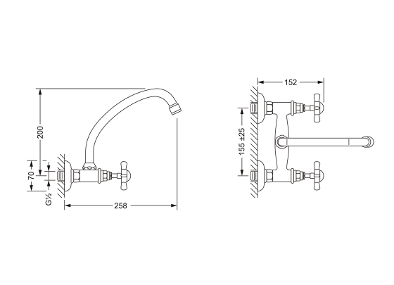 Смеситель для кухни на два отверстия JOERGER Serie 1909 629.20.650.000 - Вид №1