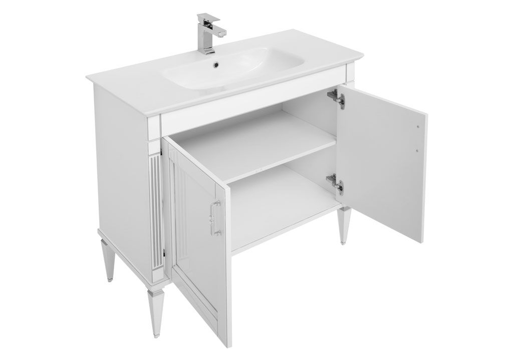 Тумба под раковину Aquanet Селена 105 белый/серебро (2 дверцы) 00201650 - Вид №3