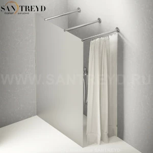 Душевое ограждение FLAT DX подрезаемое, стеклянная со шторкой матовая перегородка с 2-мя держателями. Размеры: глубина от 70 до 100 см, длина от 100 до 140 см