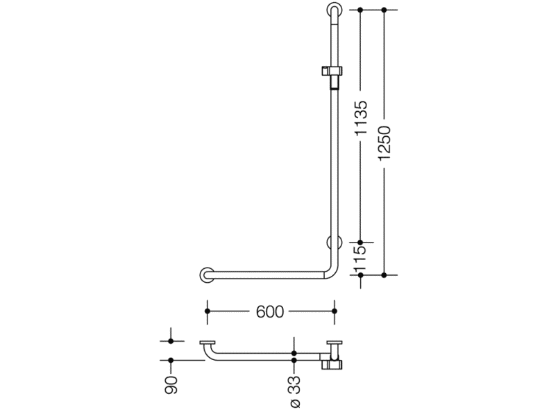 805.33.220L Угловая ручка с держателем для душа, левостороннее исполнение HEWI Greifen  - Вид №1
