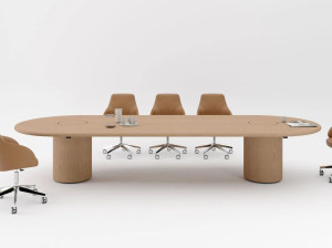 Деревянный овальный стол для совещаний с системой люверсов