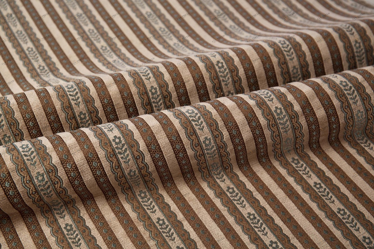 COLORISTICA Ткань мебельная  Микрошенилл  SALEDenia Бежевый Denia stripe col.10
