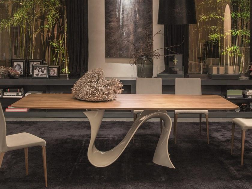 Tonin Casa Стол из орехового дерева с основанием baydur®  T8014  - Вид №3