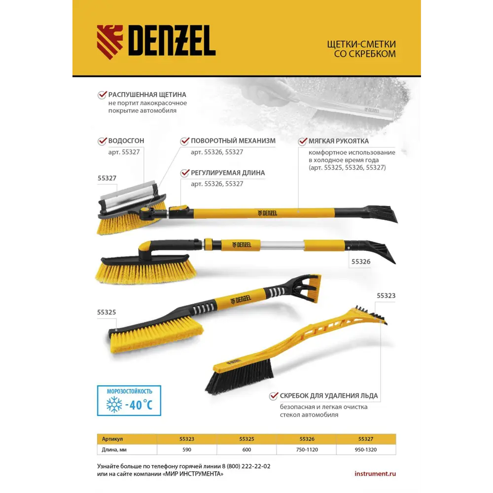 Скребок для снятия наледи телескопическая Denzel 750-1120 мм Santreyd STLM-2059850 - Вид №2