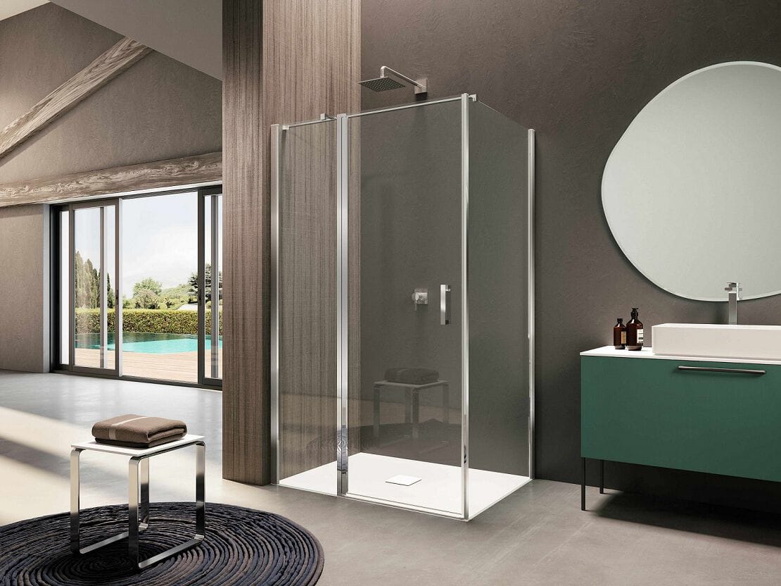 Стеклянная угловая душевая кабина с распашной дверью Provex Industrie ARCH-00062517 - Вид №1