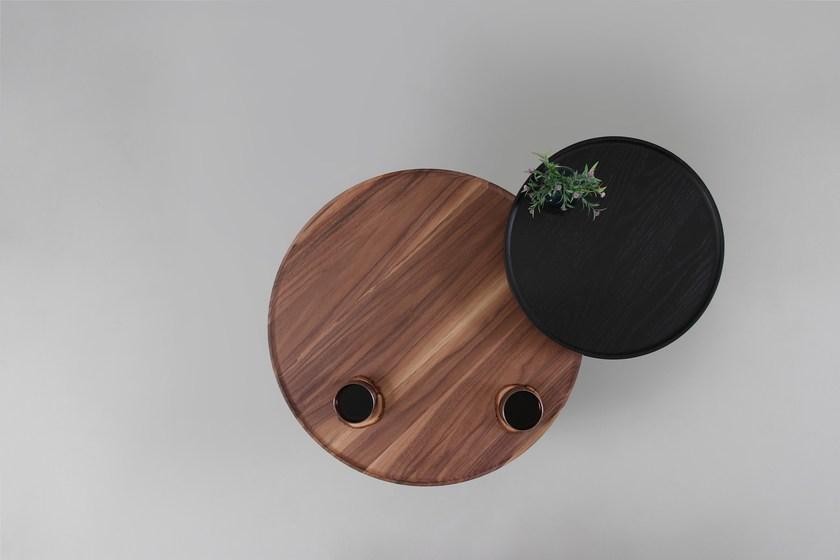Woodendot Круглый журнальный столик из орехового дерева с местом для хранения вещей sun-id-1393119 - Вид №2