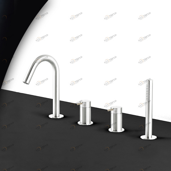 Смеситель для ванны глянцевая сталь с бежевой ручкой Toki Radomonte TKI16LCIL28