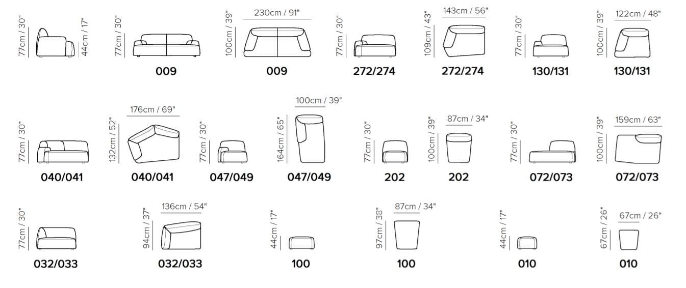 3-местный модульный тканевый диван Natuzzi Italia Buddie ARCH-00116690 - Вид №6