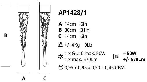 Serip Бра из бронзы ручной работы Liquid Ap1428/1 - Вид №1