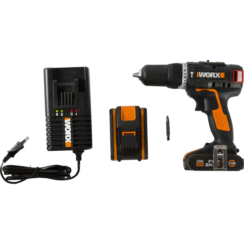 Дрель-шуруповерт бесщеточная ударная Worx WX367, 20 В Li-ion 2x1.5 Ач STLM-2074421 - Вид №4