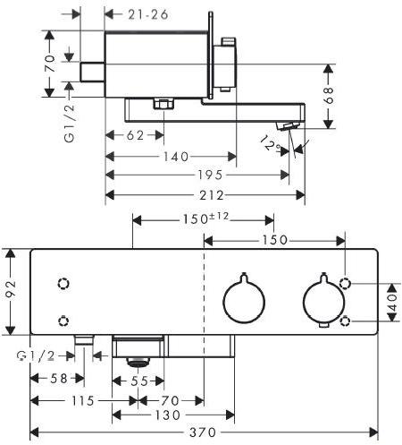13107000 ShowerTablet Термостат для ванны 350 внешнего монтажа Hansgrohe - Вид №2