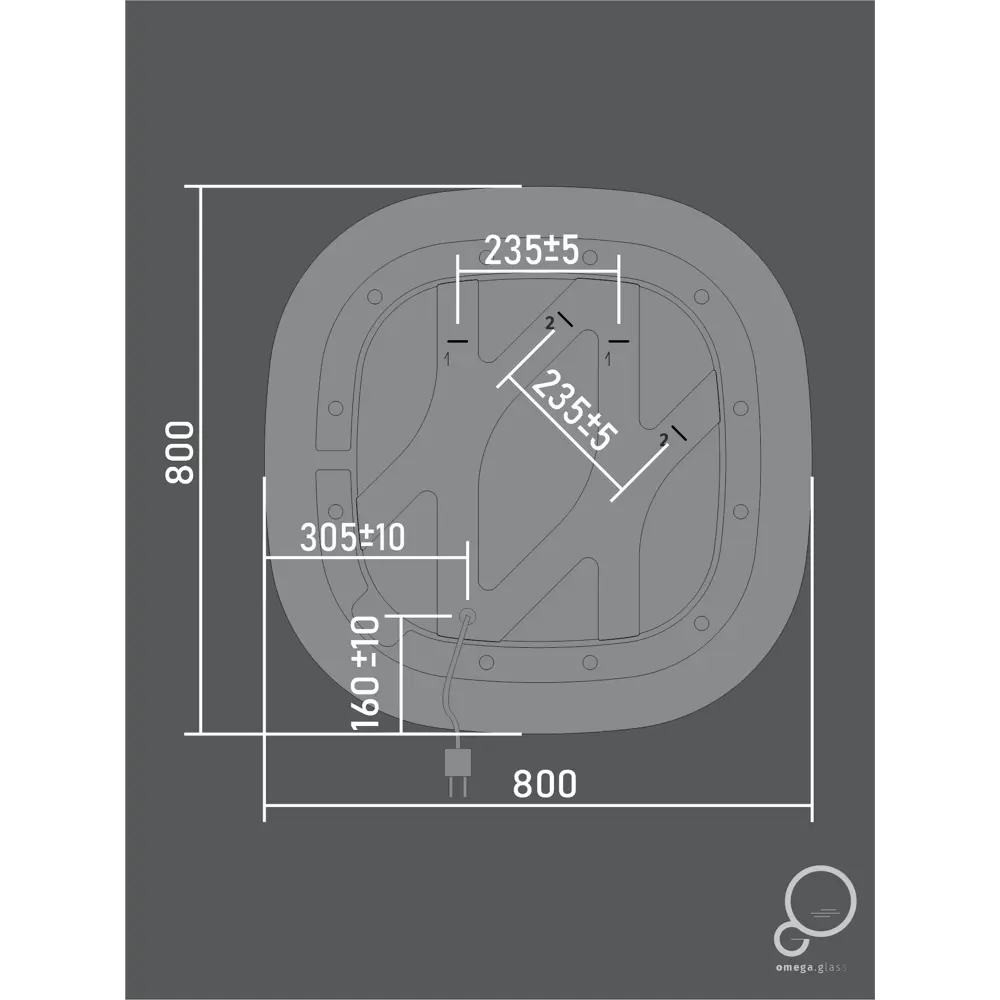 Зеркало для ванной Omega Glass Океан SD53 с подсветкой 80x80/88x88 см квадратное 84987000 STLM-2148965 - Вид №13