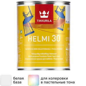 Краска для мебели Tikkurila Helmi 30 0.9 л цвет белый