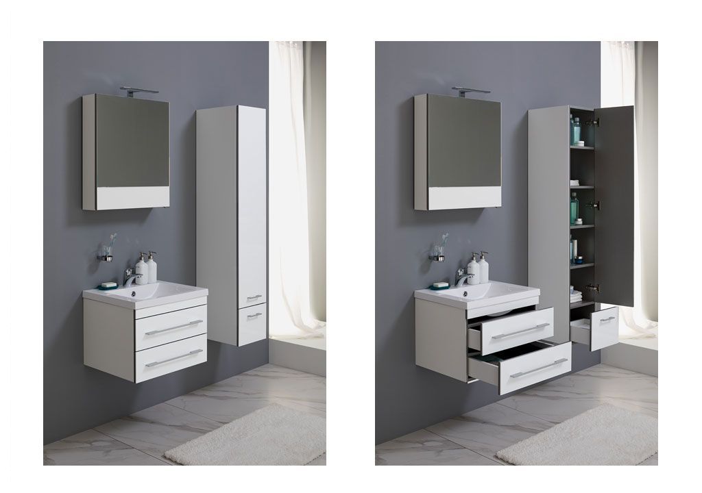 Тумба под раковину Aquanet Верона 58 белый (подвесная 2 ящика) sun-id-270471 - Вид №4