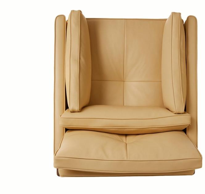 BassamFellows Кожаное кресло с подлокотниками Wood frame lounge Cb-50 - Вид №5