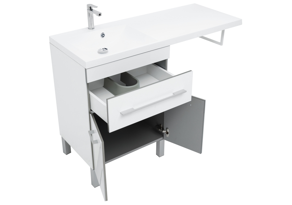 Тумба с раковиной Aquanet Верона 120 L белый (напольная, 1 ящик, 2 дверцы) 0018250700239565 - Вид №2