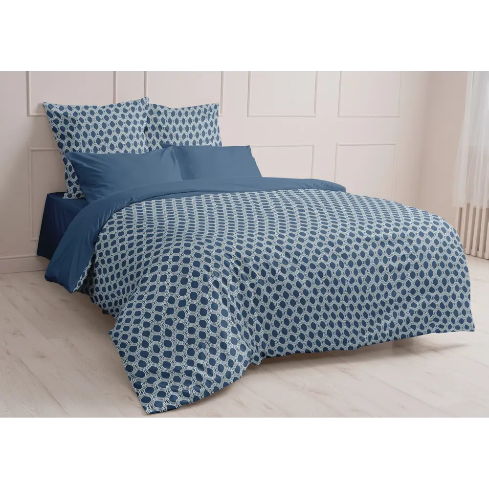 Комплект постельного белья Шуйские Ситцы Соты полутораспальный бязь бирюзовый STLM-2148477 - Вид №1