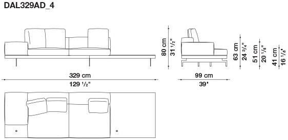 B&B Italia 3-х местный тканевый диван с шезлонгом Dock sun-id-1355318 - Вид №18