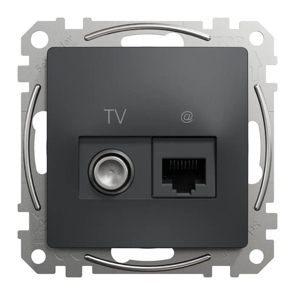 Розетка телевизионная/компьютерная встраиваемая Systeme Electric Sedna Design cat 6, цвет антрацит STLM-2068129