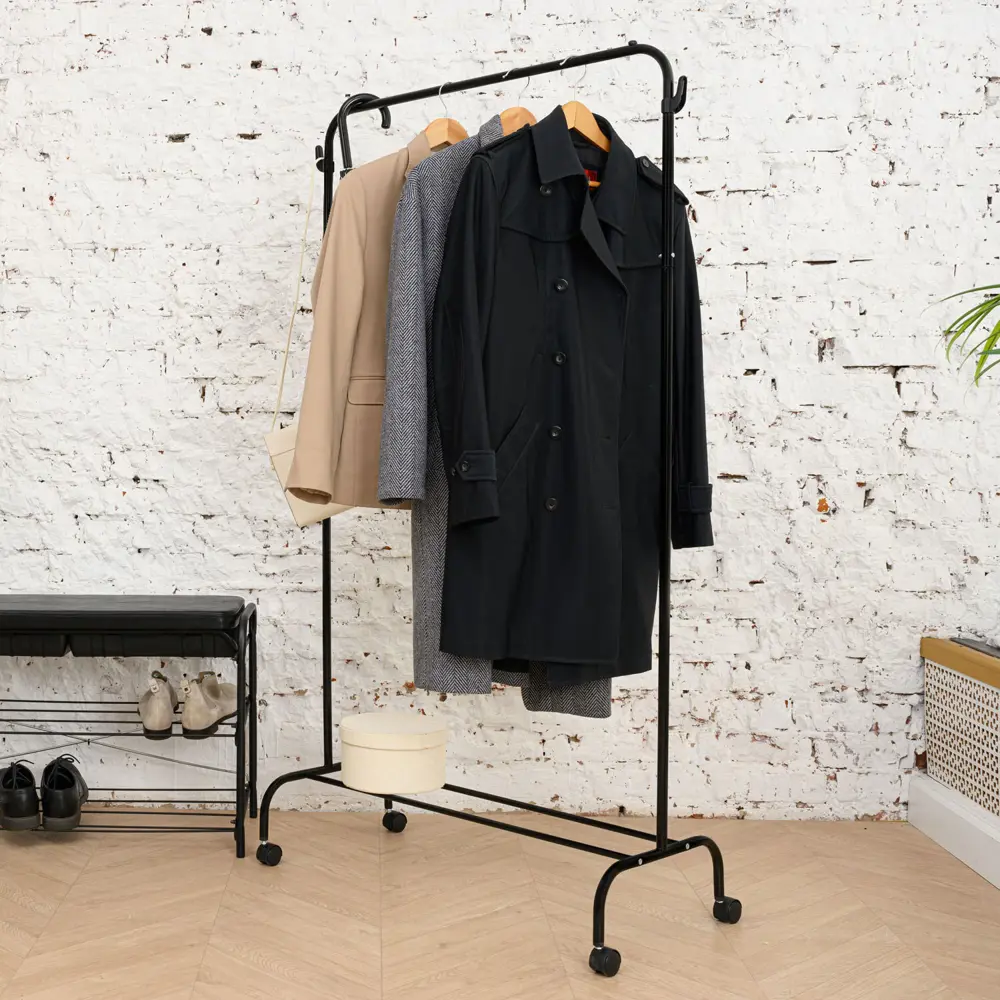 Nika Вешалка напольная мобильная с колесами, черная 89357793 STLM-1579004