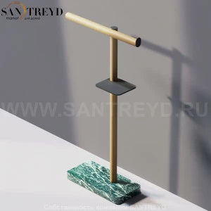 Agape DOT LINE Конструкция с функцией полотенцедержателя, держателя туалетной бумаги и мыльницы под натуральный дуб на подставке из зеленого мрамора ADTL0463.RTV