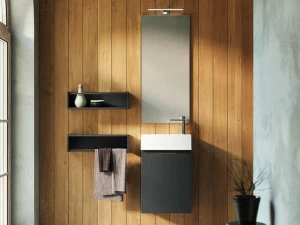 Mobiltesino Лаковая тумба под умывальник с зеркалом Cromo