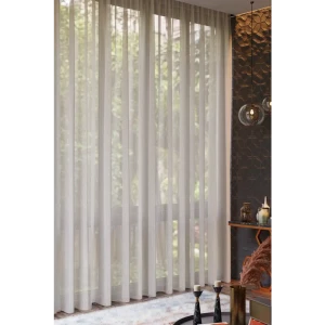 Тюль на ленте 250x280 см цвет бежевый