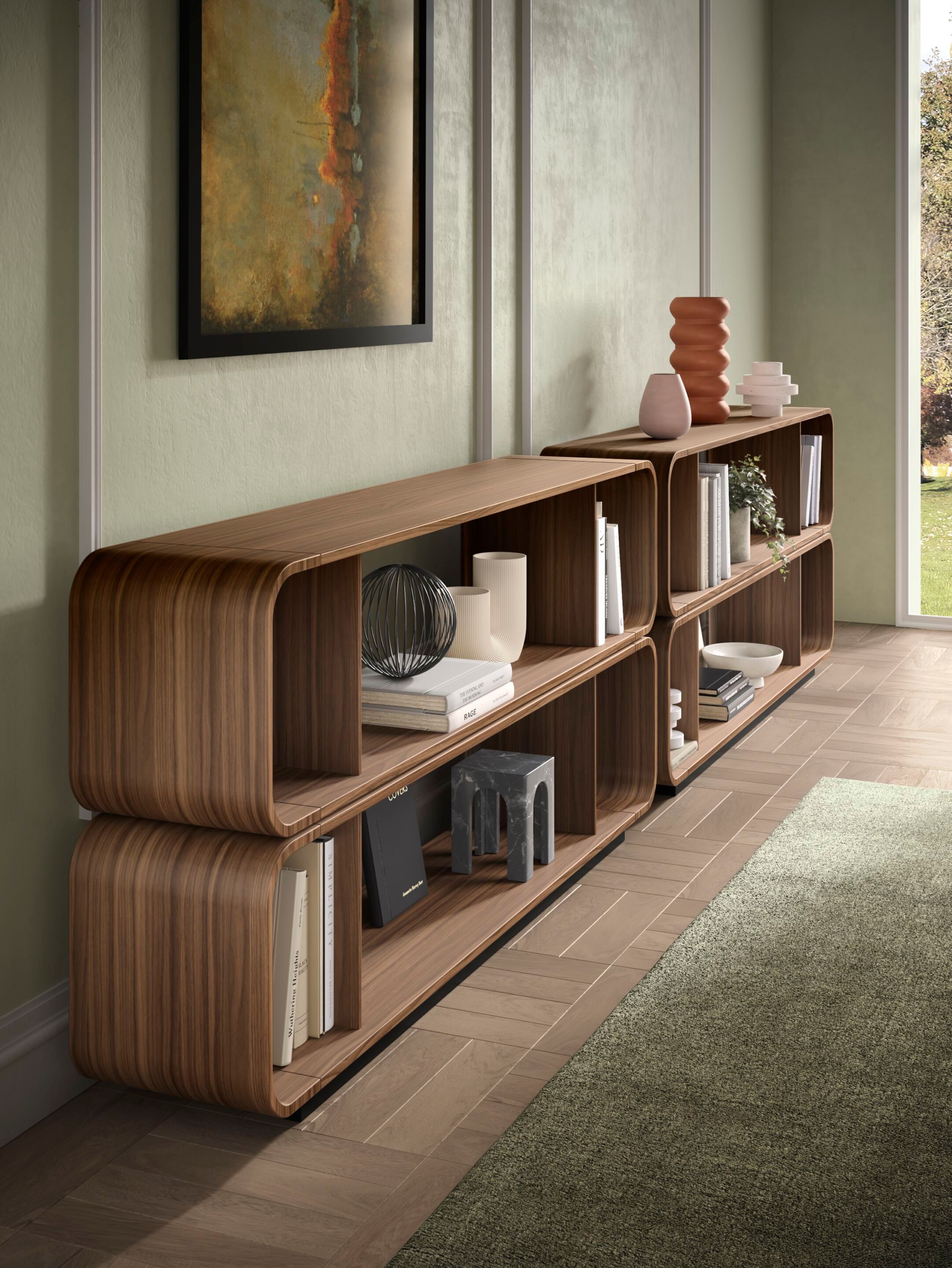 Двухсторонний книжный шкаф из дерева Barba design Round Up ARCH-00085218 - Вид №1