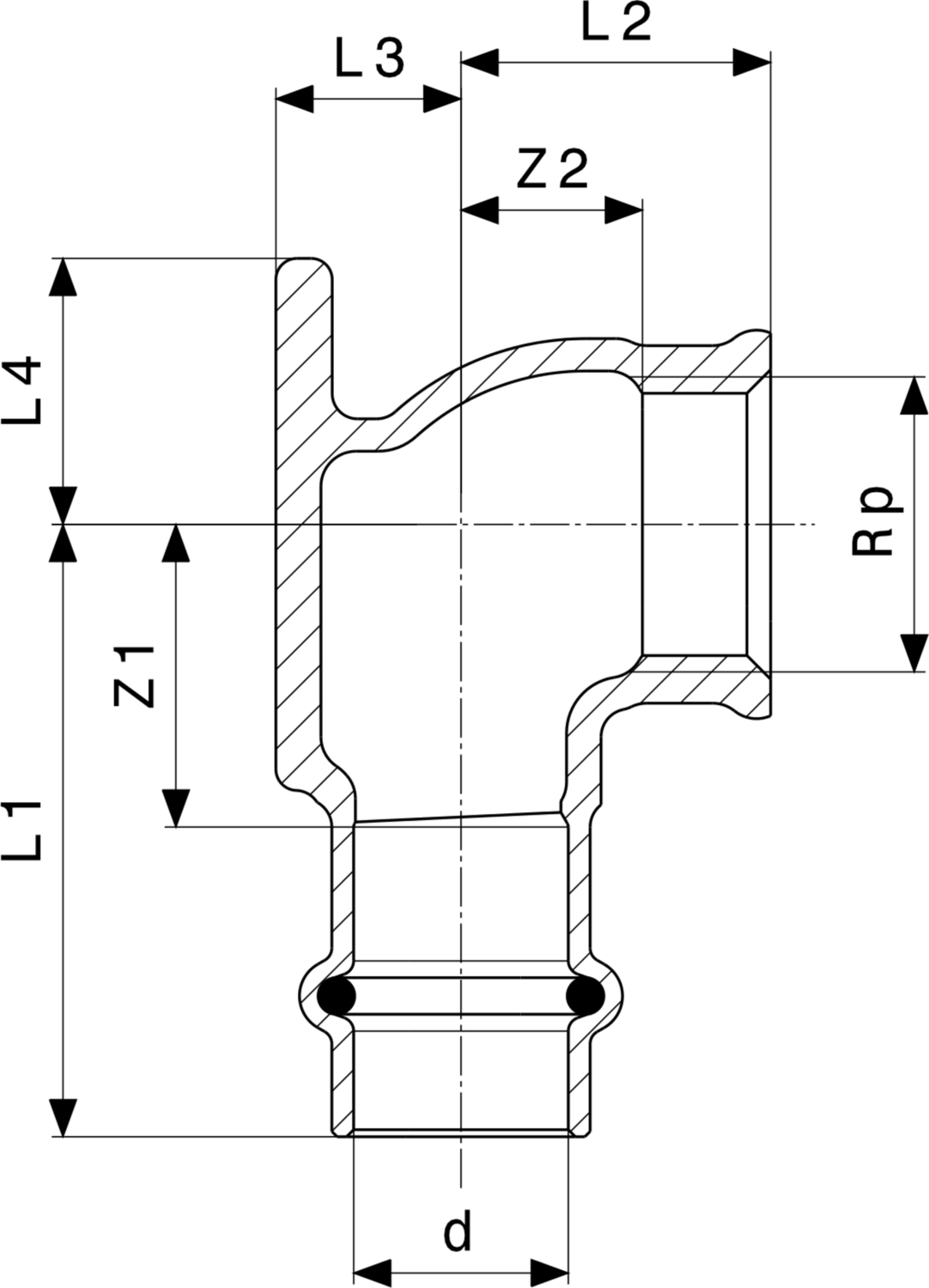 444 044 Модель 2225.5 Трубопроводные системы  Profipress  Водорозетки Santreyd  - Вид №3