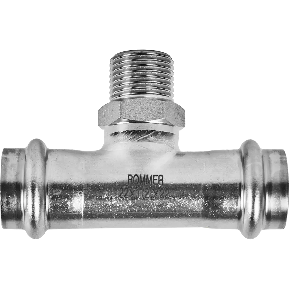 Тройник переходной Rommer 1/2"x22 мм ВПр-НР нержавеющая сталь 88011324 STLM-2079327  - Вид №1