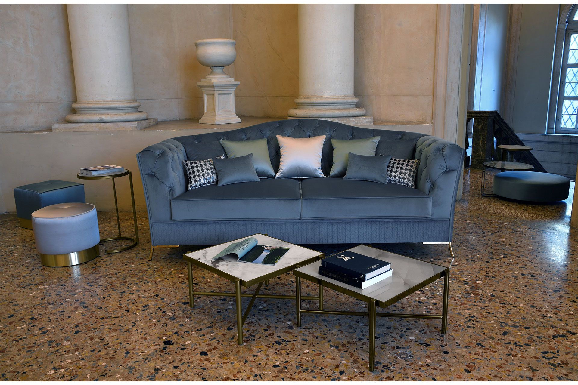 Диван-кровать capitonné из ткани с огнестойкой обивкой Domingo Salotti Nefele ARCH-00034794 - Вид №14