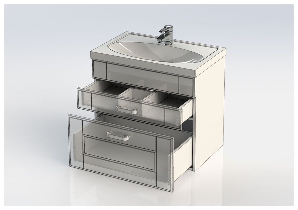 Тумба под раковину Aquanet Рондо 70 белый (2 ящика) sun-id-270639 - Вид №9
