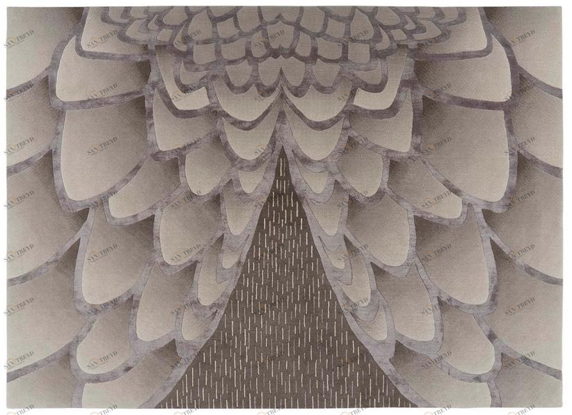 Deirdre Dyson Прямоугольный коврик ручной работы из шерсти и шелка Plumage sun-id-1491164