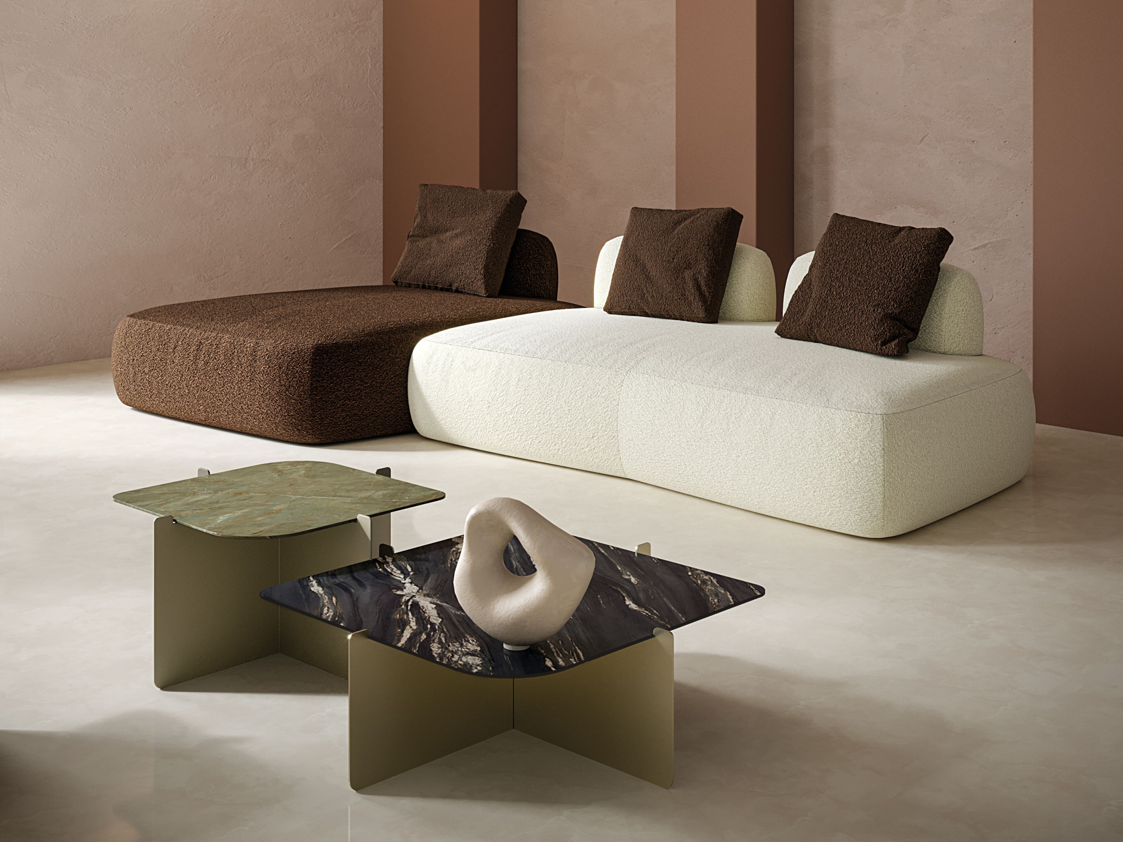 Модульный тканевый диван с полуостровом Innova Imbottiti NOA ARCH-00009012 - Вид №1