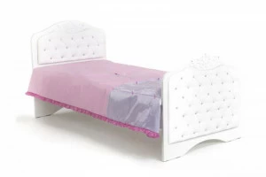 Кровать классика ABC-KING Princess №3 белая кожа со стразами Сваровски (190*90) без ящика