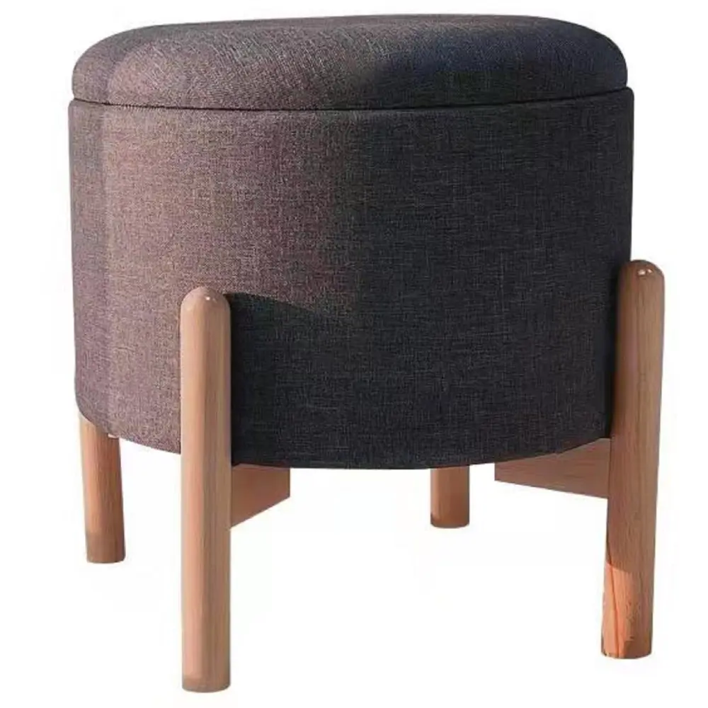 Пуф на деревянных ножках DMR1911 ø 42 см цвет серый DREAM RIVER STLM-2049766